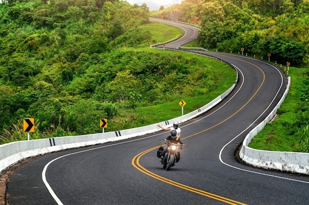 Free photo road no.3 over top of mountains with green jungle in nan province, thailand